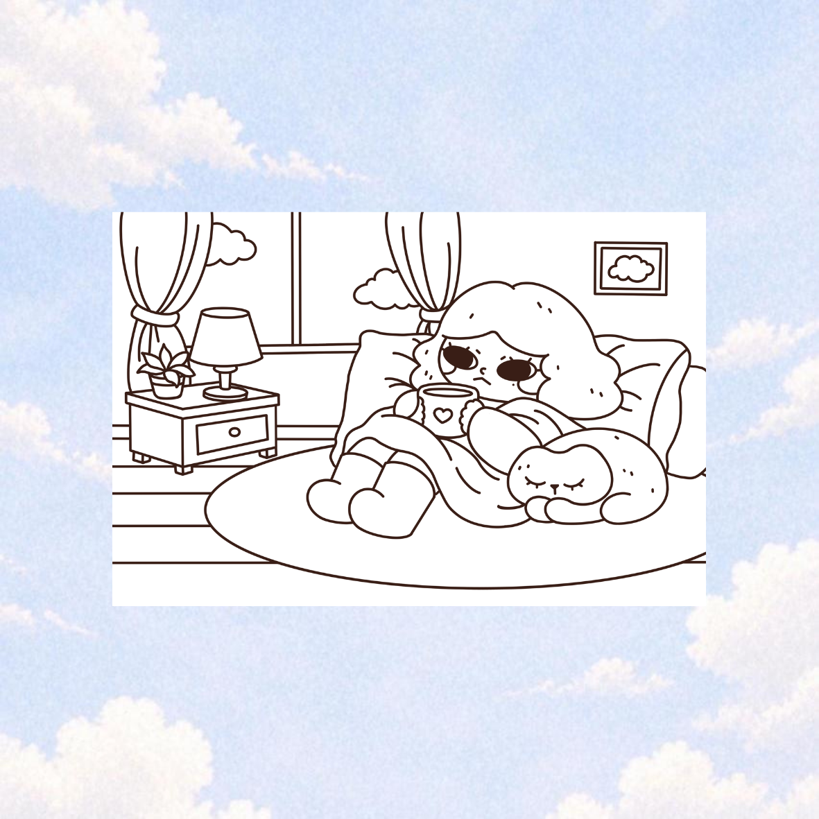 Cozy Night Colouring Card